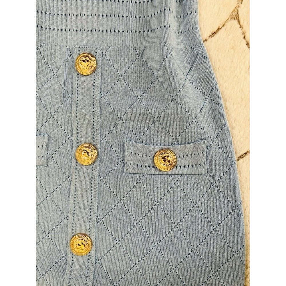 DAIMARAN Tokyo Women's Dress Bodycon Light Blue Short Sleeve With Buttons S - Picture 4 of 5